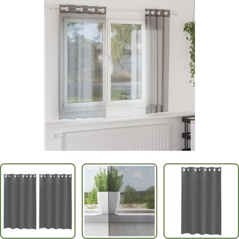 vidaXL Polyester Vorhang -  Voile Vorhänge mit Ösen 2 Stk. Dunkelgrau 140x175 cm