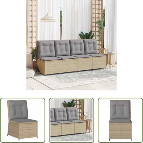 vidaXL Polyrattan -  Divano da giardino con cuscino Beige e grigio polyrattan