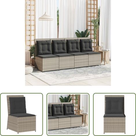 vidaXL Polyrattan -  Divano da giardino con cuscino Grigio chiaro polyrattan