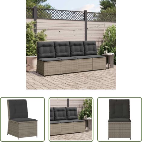 vidaXL Polyrattan -  Divano da giardino con cuscino Grigio polyrattan