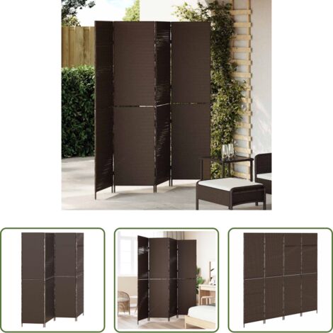 vidaXL Polyrattan -  Divider per stanze Marrone 195 x 180 cm polyrattan