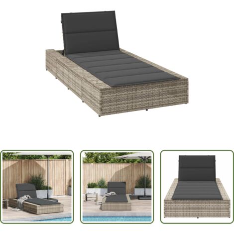 vidaXL Polyrattan -  Lettino con Cuscino Galleggiante Grigio Chiaro in Polyrattan