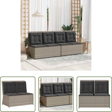 vidaXL Polyrattan -  Panchina da giardino Grigio chiaro polyrattan