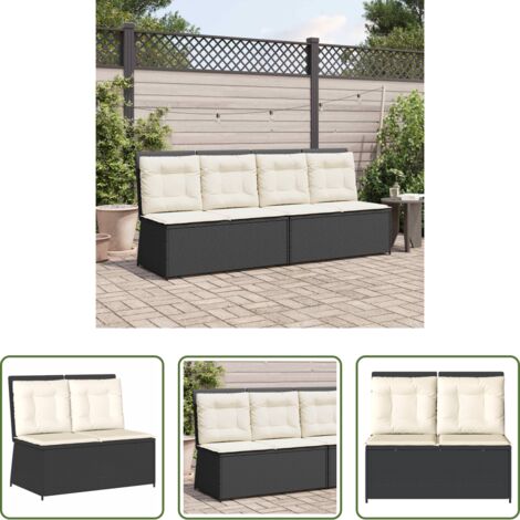 vidaXL Polyrattan -  Panchina da giardino Nero polyrattan