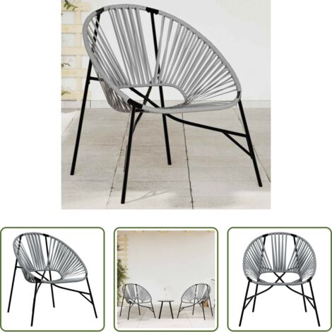 vidaXL Polyrattan -  Sedia da Uovo da Giardino in Polyrattan Nero e Grigio Chiaro
