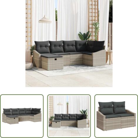 vidaXL Polyrattan -  Set di divani con cuscino 6 pcs polyrattan