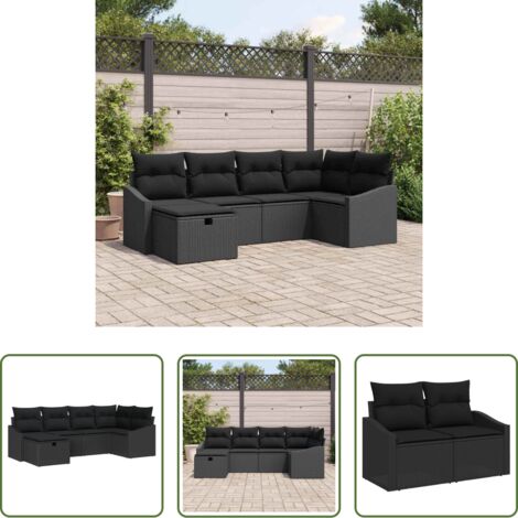 vidaXL Polyrattan -  Set di divani con cuscino 7 pcs polyrattan