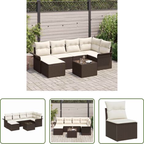 vidaXL Polyrattan -  Set Divano da Giardino 7 pcs Marrone polyrattan