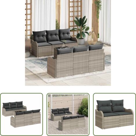 vidaXL Polyrattan -  Set Divano da Giardino Grigio chiaro 55 x 55 x 37 cm polyrattan