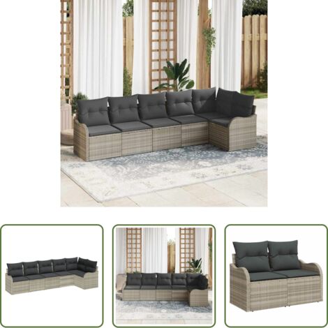 vidaXL Polyrattan - Set Divano da Giardino Grigio chiaro polyrattan