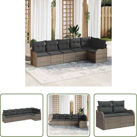vidaXL Polyrattan -  Set Divano da Giardino Grigio polyrattan