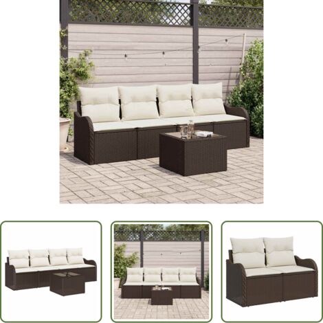 vidaXL Polyrattan -  Set Divano da Giardino Marrone polyrattan