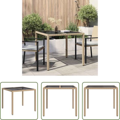vidaXL Polyrattan - Tavolo da Giardino Beige 90 x 90 x 75 cm polyrattan