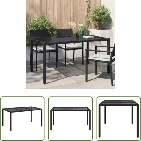 vidaXL Polyrattan -  Tavolo da Giardino Nero 150 x 90 x 75 cm polyrattan
