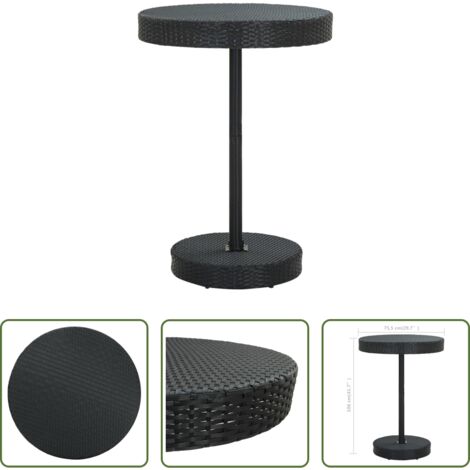 vidaXL Polyrattan -  Tavolo da Giardino Nero 75,5x106 cm in Polyrattan