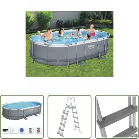 vidaXL Poolabdeckung - Bestway Power Stahlrahmen-Pool Set 488x305x107 cm