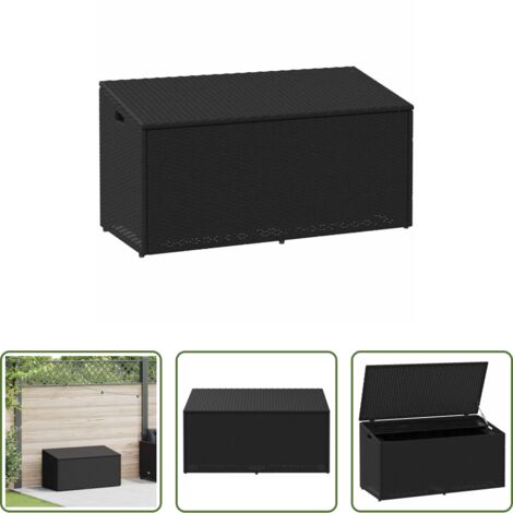 vidaXL Poolhandtuch aufbewahren -  Garten-Aufbewahrungsbox Schwarz 110 x 50 x 58 cm Poly Rattan