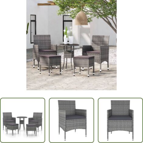 vidaXL Poolmöbel -  5-tlg. Garten-Lounge-Set Poly Rattan Grau