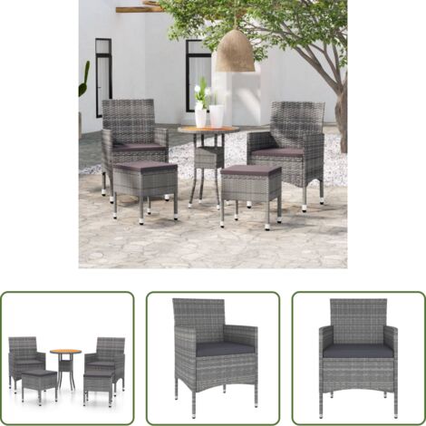 vidaXL Poolmöbel -  5-tlg. Garten-Lounge-Set Poly Rattan Grau