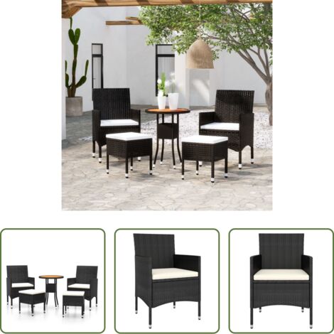 vidaXL Poolmöbel -  5-tlg. Garten-Lounge-Set Poly Rattan Schwarz