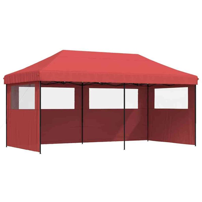 Vidaxl - Foldable Party Tent Pop-up With 3 Sidewalls Burgundy