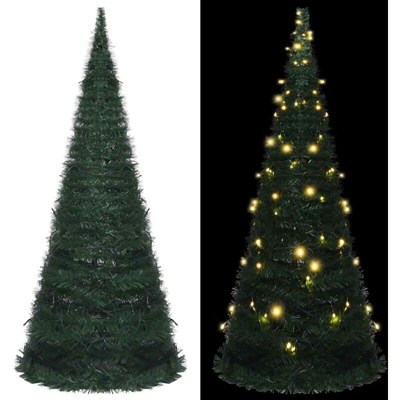 Pop-up String Artificial Christmas Tree with LED Green 210 cm - Green - Vidaxl