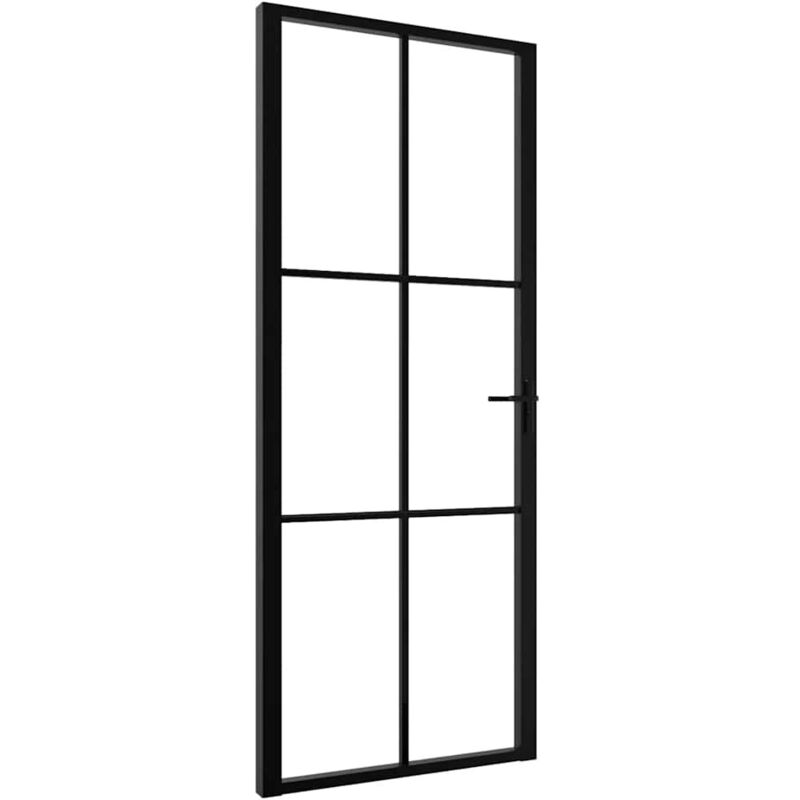 Vidaxl Porta Da Interno Esg Vetro E Alluminio 83x201,5 Cm Nera
