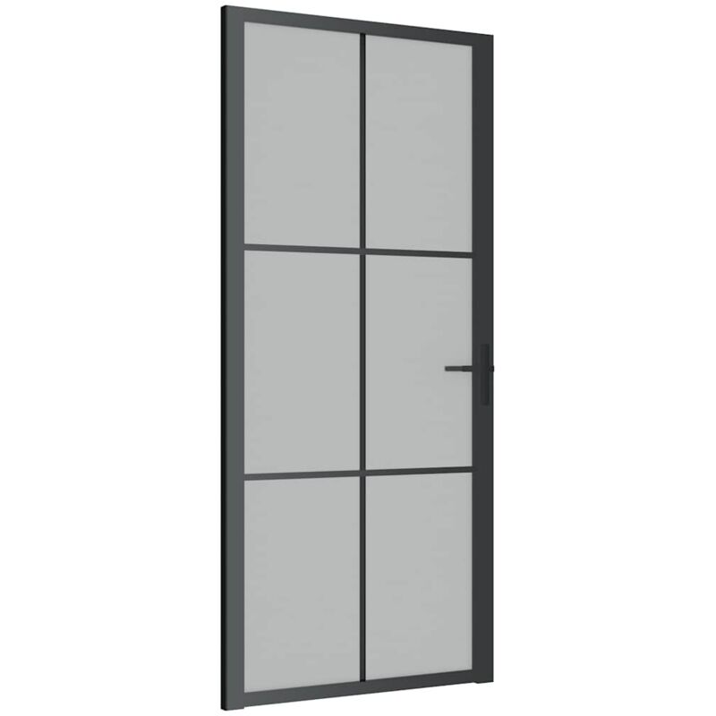 Vidaxl Porta Interna 93x201,5 Cm Nero Opaco Vetro E Alluminio