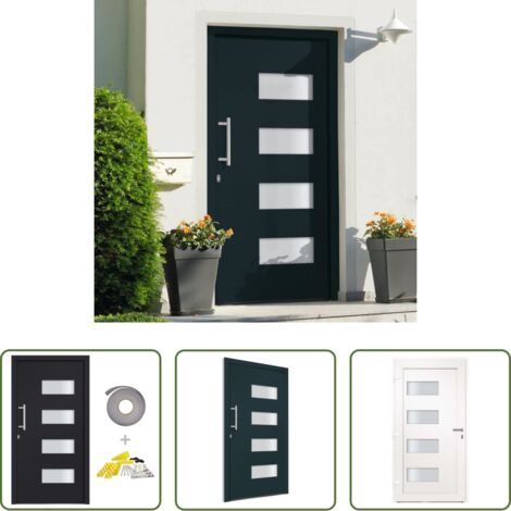 vidaXL Porta d'ingresso antracite -  Porta d'Ingresso in Alluminio e PVC Antracite 100x200 cm