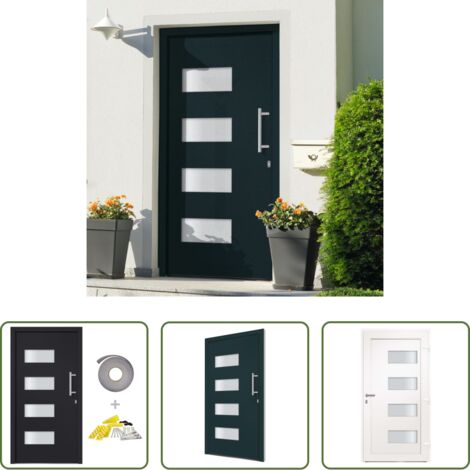 vidaXL Porta d'ingresso antracite -  Porta d'Ingresso in Alluminio e PVC Antracite 100x210 cm