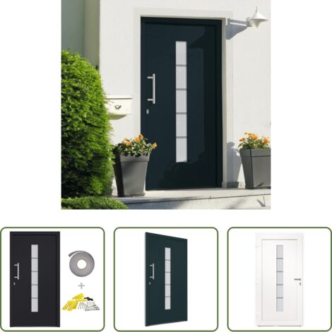 vidaXL Porta d'ingresso antracite -  Porta d'Ingresso in Alluminio e PVC Antracite 100x210 cm