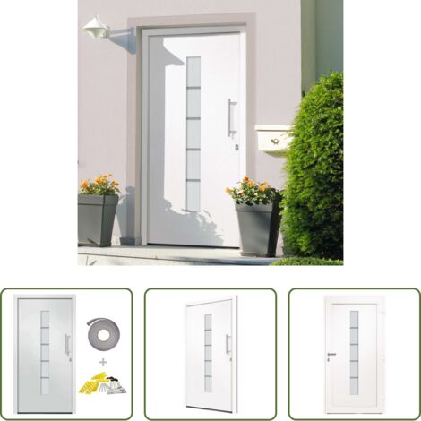 vidaXL Porta d'ingresso sicura -  Porta d'Ingresso in Alluminio e PVC Bianco 110x210 cm