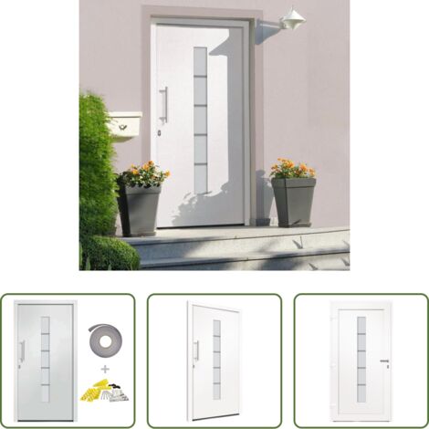 vidaXL Porta d'ingresso sicura -  Porta d'Ingresso in Alluminio e PVC Bianco 110x210 cm