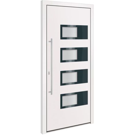 vidaXL Porta Ingresso Bianca 100x210 cm in Alluminio e PVC
