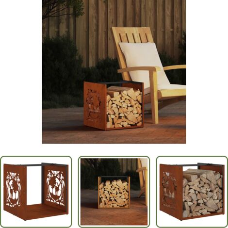 vidaXL Porta legna da ardere -  Rastrelliera per Legna da Ardere 40x40x40 cm in Acciaio Corten