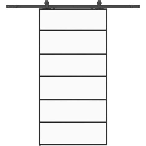vidaXL Porta Scorrevole con Ferramenta Nera 102x205 cm in Vetro ESG
