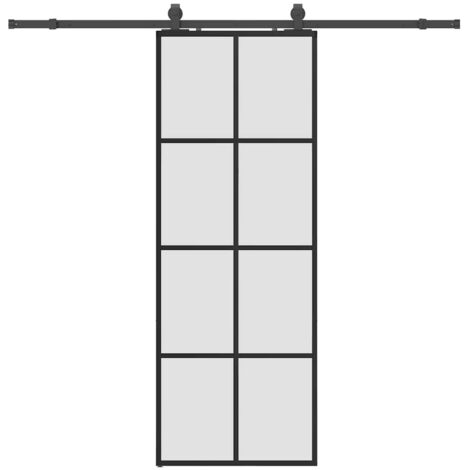 vidaXL Porta Scorrevole con Ferramenta Nera 76x205 cm in Vetro ESG