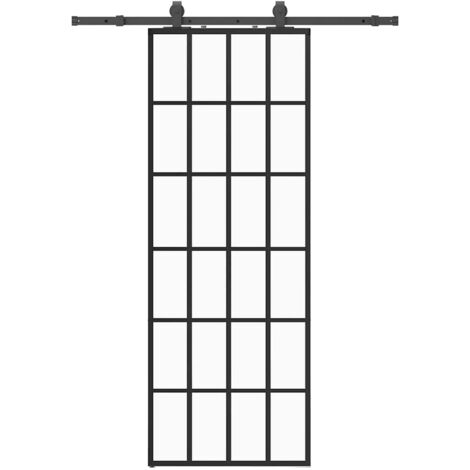 vidaXL Porta Scorrevole con Ferramenta Nera 76x205 cm in Vetro ESG