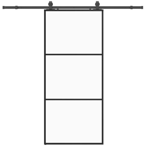 vidaXL Porta Scorrevole con Ferramenta Nera 90x205 cm in Vetro ESG
