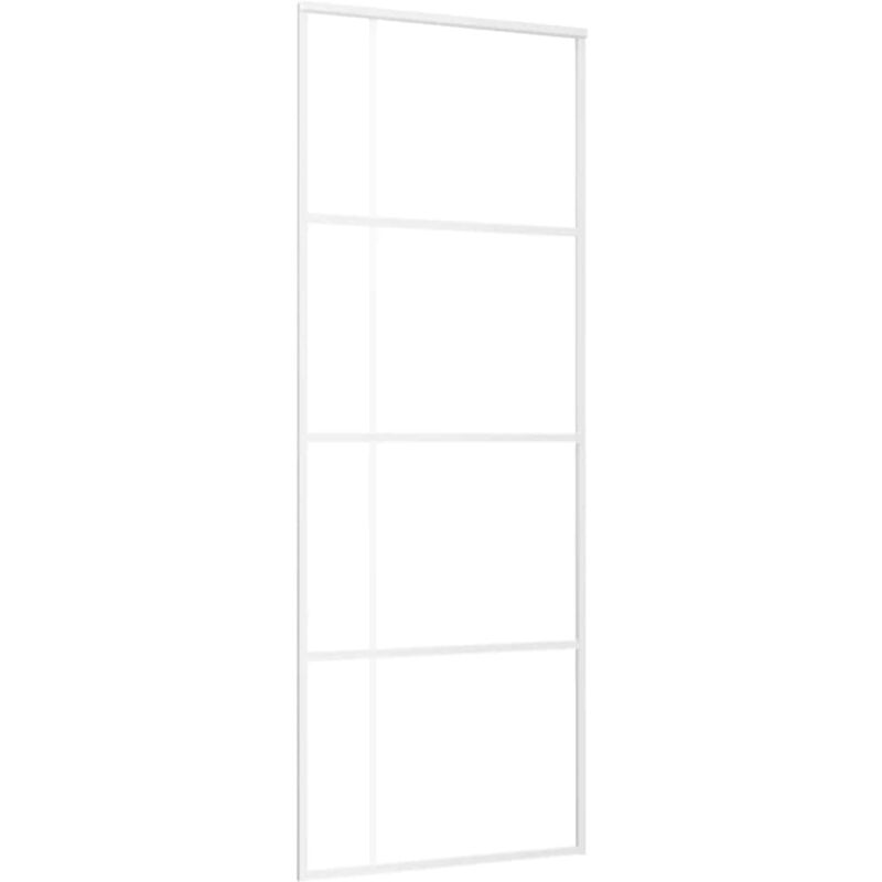 Vidaxl Porta Scorrevole Esg Vetro E Alluminio 76x205 Cm Bianca