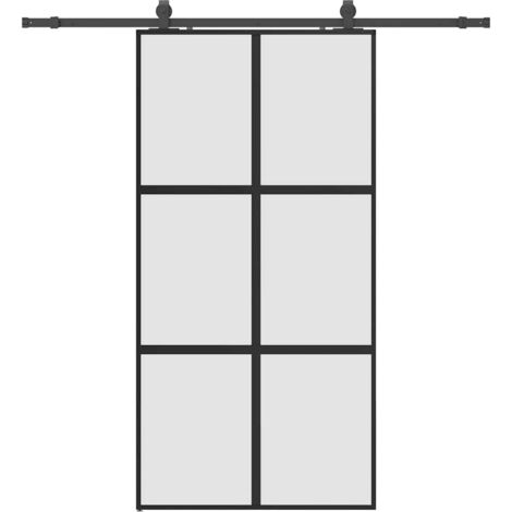 vidaXL Porta Scorrevole Ferramenta Nera 102,5x205 cm Vetro