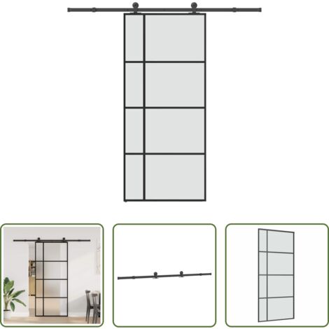 vidaXL Porta scorrevole in vetro - Porta Scorrevole con Ferramenta 90x205cm Vetro ESG Alluminio