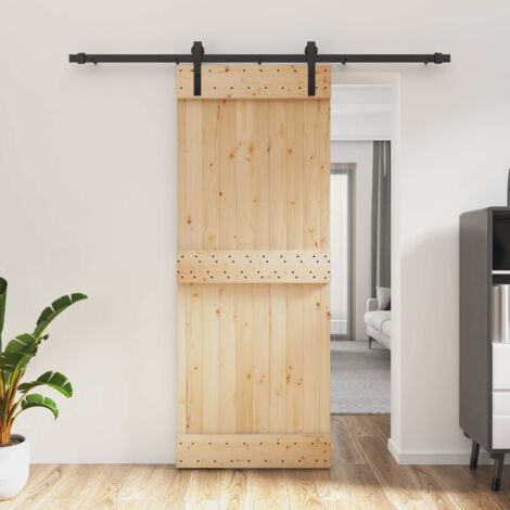 vidaXL Porta scorrevole Naturale e Nero 80 x 210 cm