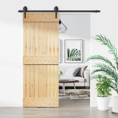 vidaXL Porta scorrevole Naturale e Nero 80 x 210 cm