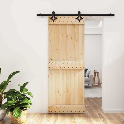 vidaXL Porta scorrevole Naturale e Nero 80 x 210 cm