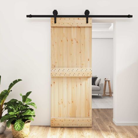 vidaXL Porta scorrevole Naturale e Nero 80 x 210 cm