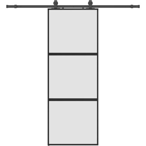 vidaXL Porta Scorrevole Set Ferramenta Nera 76x205 cm Vetro Temperato