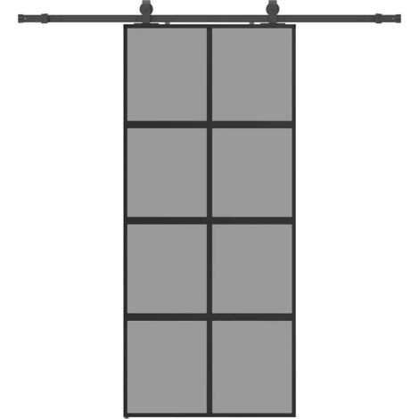 vidaXL Porta Scorrevole Set Ferramenta Nera 90x205 cm Vetro Temperato