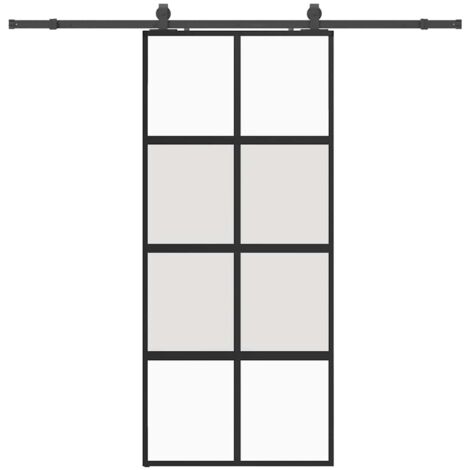 vidaXL Porta Scorrevole Set Ferramenta Nera 90x205 cm Vetro Temperato