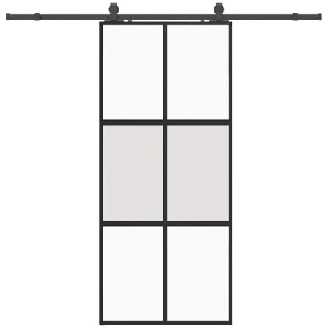 vidaXL Porta Scorrevole Set Ferramenta Nera 90x205 cm Vetro Temperato